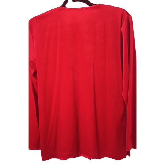 Jones New York Women's Red Velour Button Front Shirt Cardigan Y2K Holiday Small - Picture 4 of 6